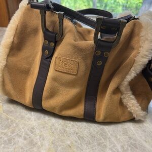 UGG Camel and Chocolate Shearling Tote